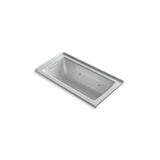 Kohler - Archer 60'' x 30'' alcove heated whirlpool bath, left drain - Ice Grey