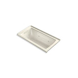 Kohler - Archer 60'' x 30'' alcove heated whirlpool bath, left drain - Biscuit