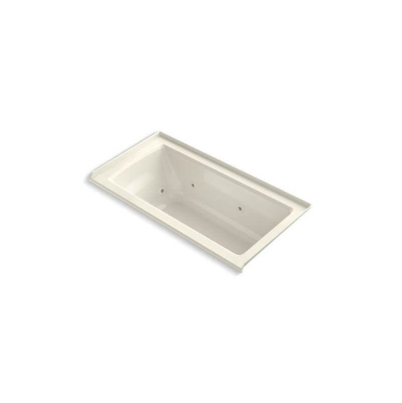 Kohler - Archer 60'' x 30'' alcove heated whirlpool bath, right drain - Biscuit