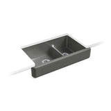 Kohler - Whitehaven Smart Divide 35-1/2'' undermount double-bowl farmhouse kitchen sink with short apron - Thunder Grey