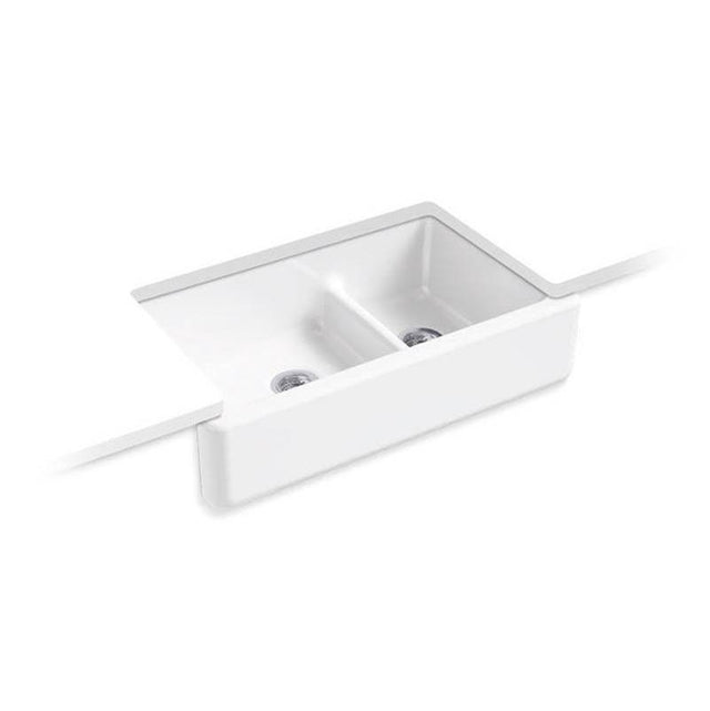Kohler - Whitehaven Smart Divide 35-3/4'' undermount double-bowl farmhouse kitchen sink - White