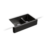 Kohler - Whitehaven Smart Divide 35-3/4'' undermount double-bowl farmhouse kitchen sink - Black