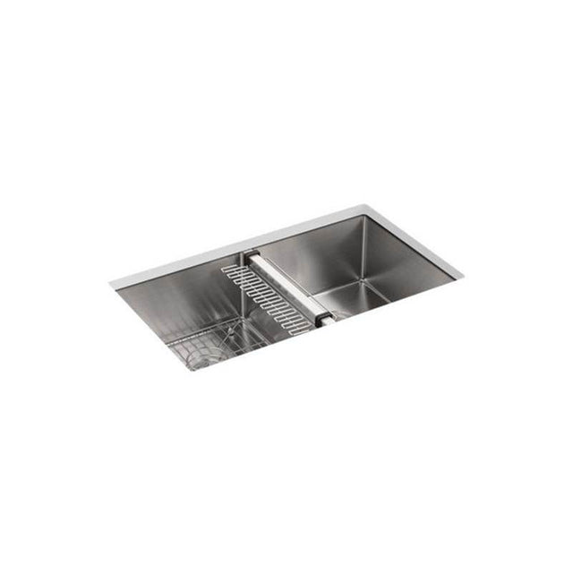 Kohler - Strive 32'' undermount double-bowl kitchen sink with accessories - Stainless Steel