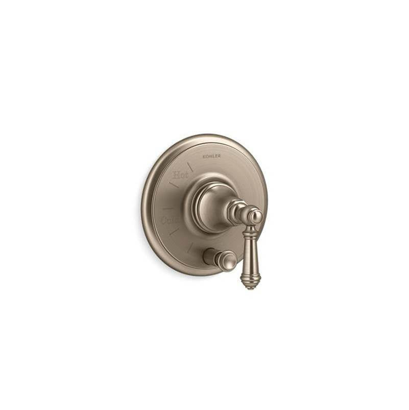 Kohler - Artifacts Rite-Temp valve trim with push-button diverter and lever handle - Vibrant Brushed Bronze