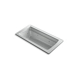 Kohler - Archer 66'' x 32'' drop-in whirlpool bath with Bask heated surface - Ice Grey