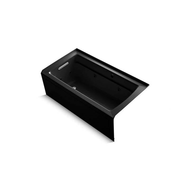 Kohler - Archer 60'' x 32'' alcove whirlpool bath with Bask heated surface, alcove left drain - Black