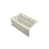 Kohler - Archer 60'' x 32'' alcove whirlpool bath with Bask heated surface, alcove left drain - Biscuit