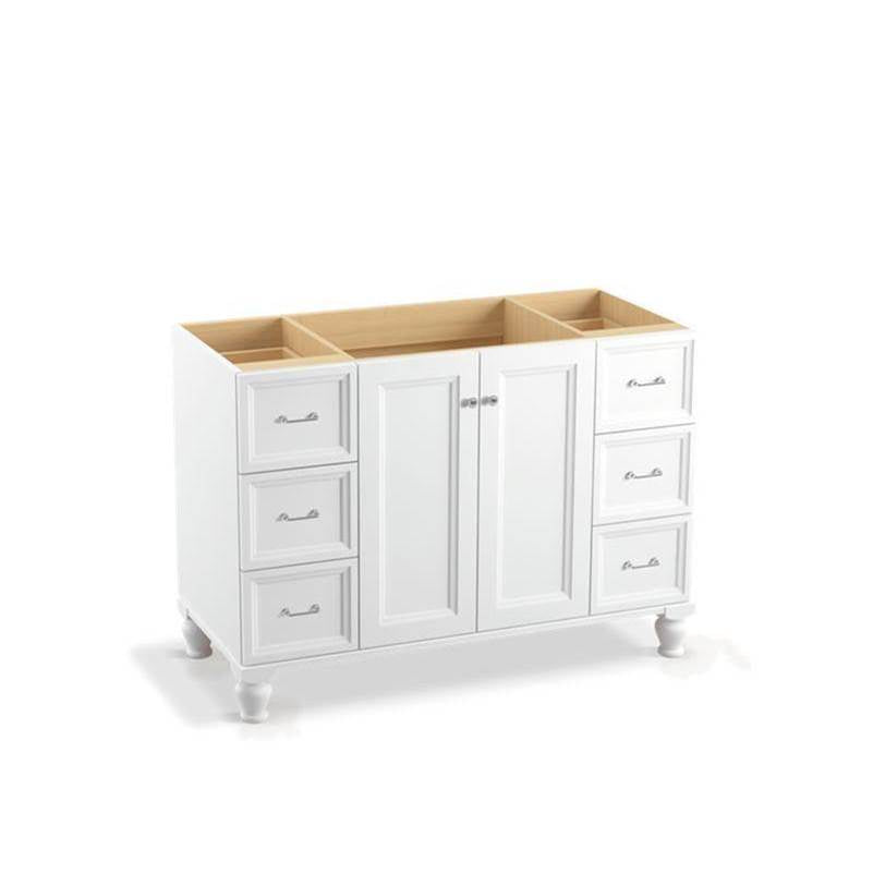 Kohler - Damask 48'' bathroom vanity cabinet with furniture legs, 2 doors and 6 drawers - Linen White
