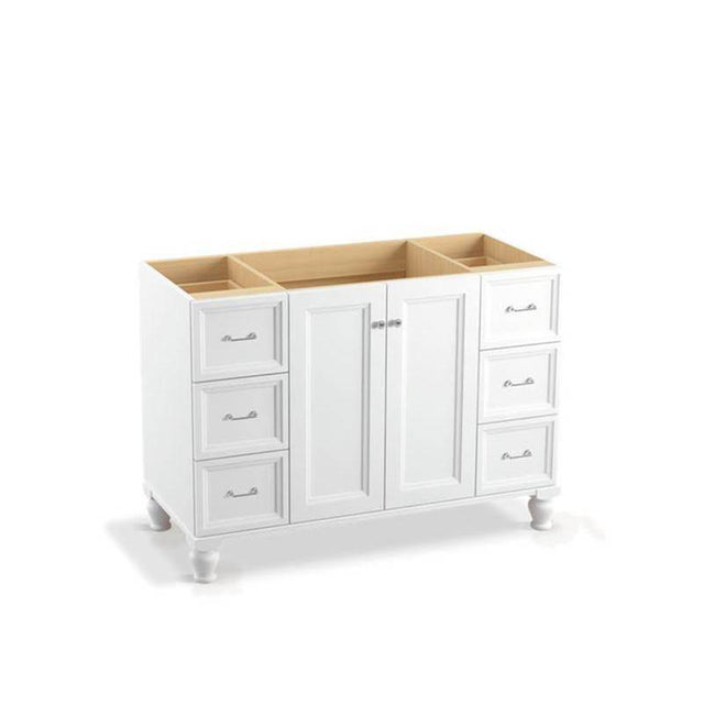 Kohler - Damask 48'' bathroom vanity cabinet with furniture legs, 2 doors and 6 drawers - Linen White