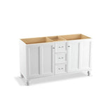 Kohler - Damask 60'' bathroom vanity cabinet with furniture legs, 2 doors and 3 drawers - Linen White