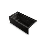 Kohler - Archer 66'' x 32'' alcove Heated BubbleMassageE air bath and whirlpool, right drain - Black