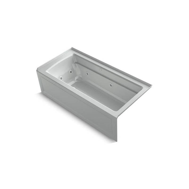 Kohler - Archer 66'' x 32'' alcove Heated BubbleMassageE air bath and whirlpool, right drain - Ice Grey