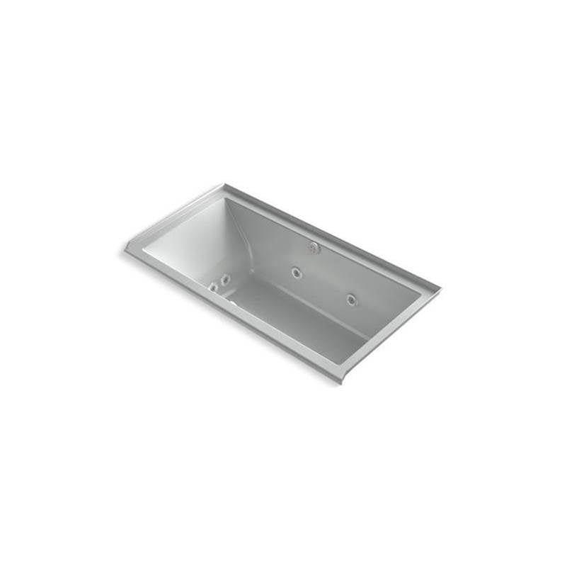 Kohler - Underscore 60'' x 30'' alcove Heated BubbleMassageE air bath with whirlpool, right drain - Ice Grey