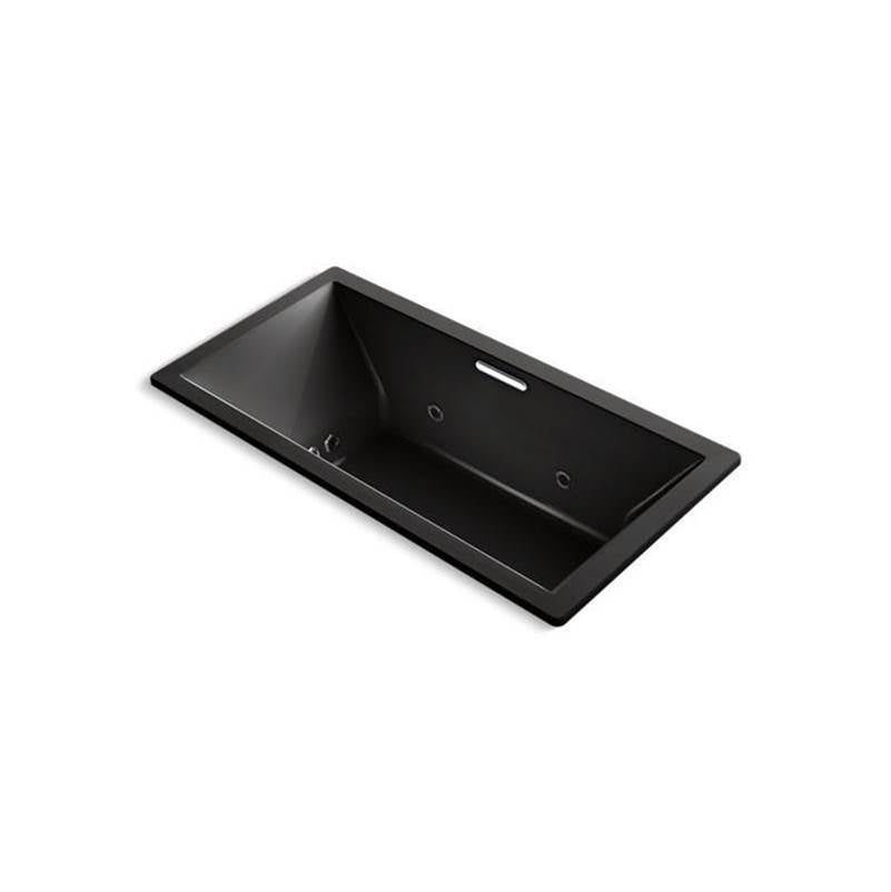 Kohler - Underscore 72'' x 36'' drop-in Heated BubbleMassageE air bath with whirlpool - Black