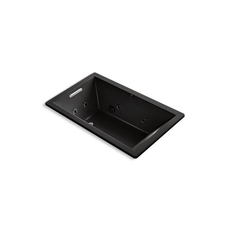 Kohler - Underscore 60'' x 36'' drop-in Heated BubbleMassageE air bath with whirlpool - Black