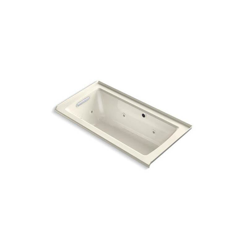 Kohler - Archer 60'' x 30'' alcove whirlpool bath with Bask heated surface, left drain - Biscuit