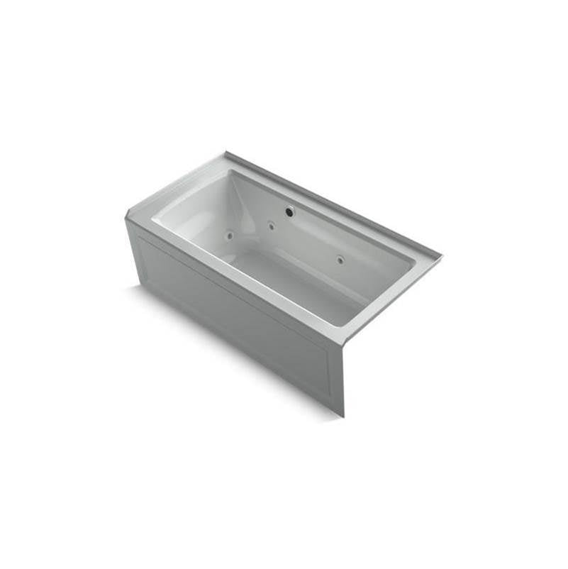 Kohler - Archer 60'' x 30'' alcove whirlpool bath with Bask heated surface, right drain - Ice Grey