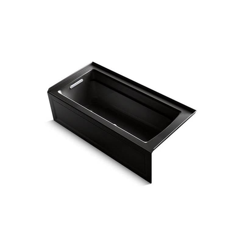 Kohler - Archer 66'' x 32'' alcove Heated BubbleMassageE air bath with Bask heated surface, left drain - Black