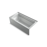 Kohler - Archer 66'' x 32'' alcove Heated BubbleMassageE air bath with Bask heated surface, right drain - Ice Grey