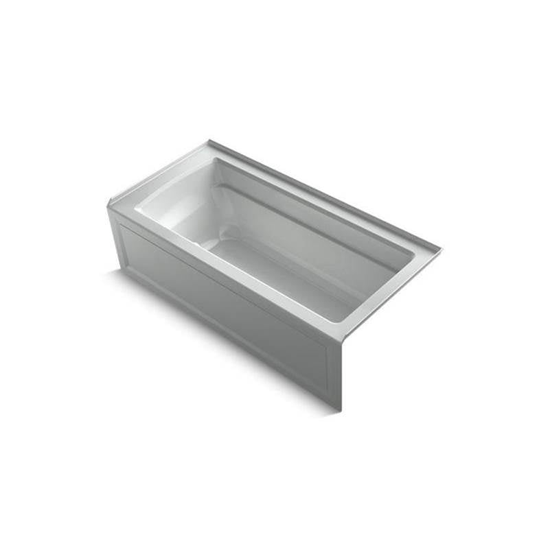 Kohler - Archer 66'' x 32'' alcove Heated BubbleMassageE air bath, right drain - Ice Grey