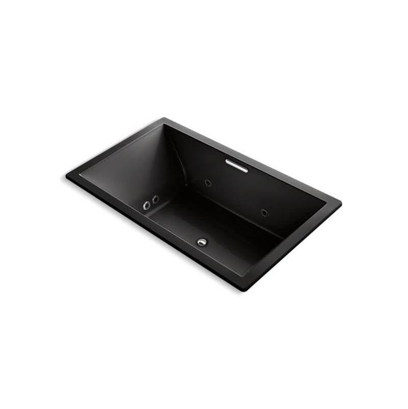 Kohler - Underscore 72'' x 42'' drop-in Heated BubbleMassageE air bath with whirlpool - Black