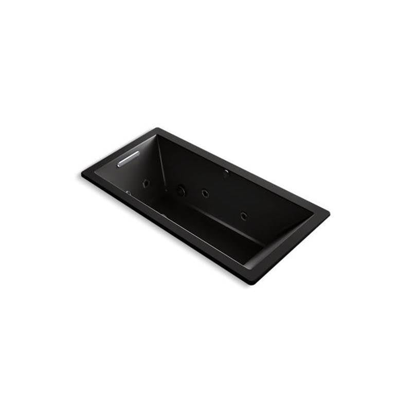 Kohler - Underscore 66'' x 32'' drop-in Heated BubbleMassageE air bath with whirlpool - Black
