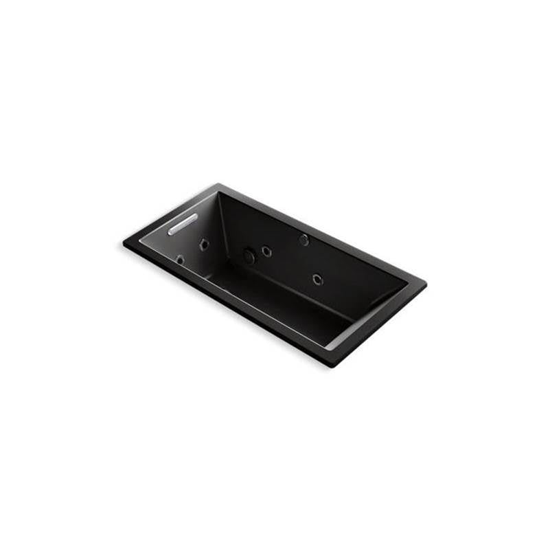 Kohler - Underscore 60'' x 30'' drop-in Heated BubbleMassageE air bath with whirlpool - Black