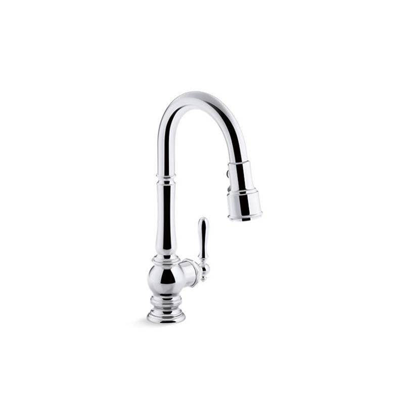 Kohler - Artifacts Pull-down kitchen sink faucet with three-function sprayhead - Polished Chrome