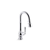Kohler - Artifacts Pull-down kitchen sink faucet with three-function sprayhead - Polished Chrome