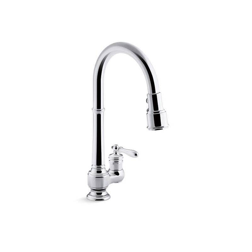 Kohler - Artifacts Pull-down kitchen sink faucet with three-function sprayhead - Polished Chrome