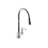 Kohler - Artifacts Pull-down kitchen sink faucet with three-function sprayhead - Polished Chrome