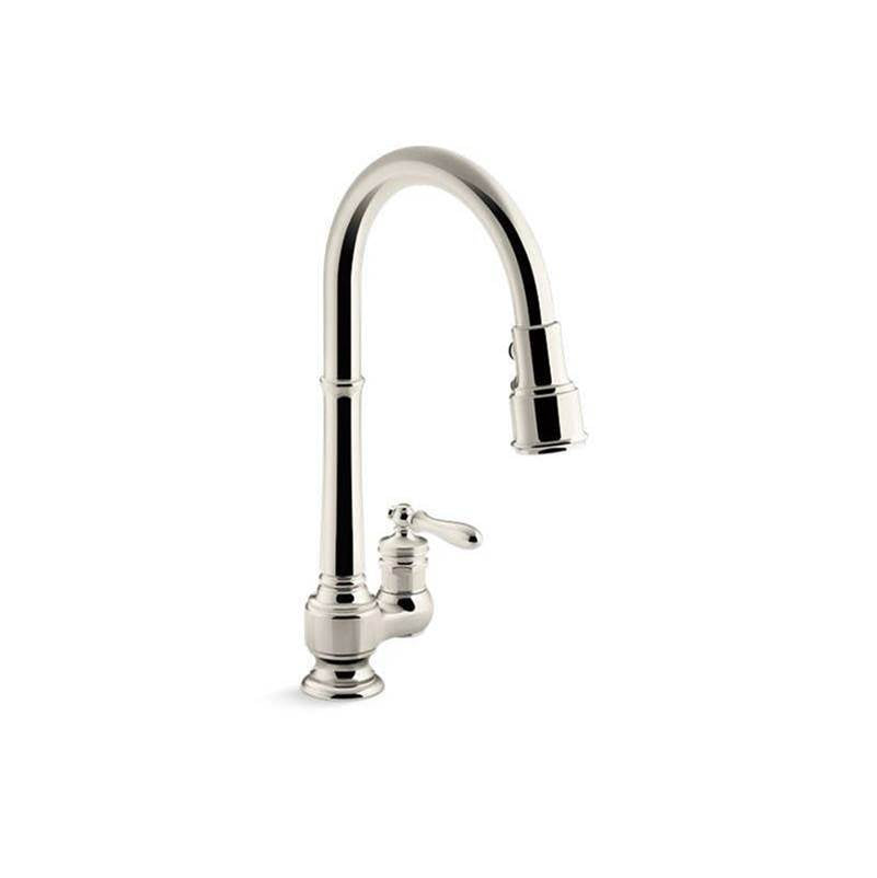 Kohler - Artifacts Pull-down kitchen sink faucet with three-function sprayhead - Vibrant Polished Nickel