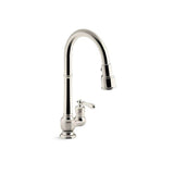 Kohler - Artifacts Pull-down kitchen sink faucet with three-function sprayhead - Vibrant Polished Nickel