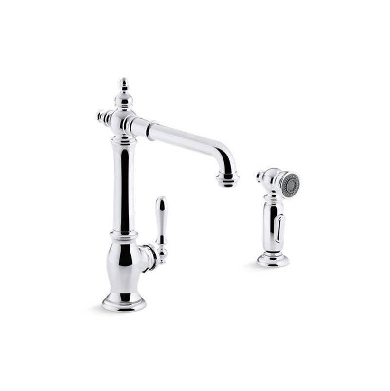 Kohler - Artifacts Single-handle kitchen sink faucet with side sprayer - Polished Chrome