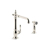 Kohler - Artifacts Single-handle kitchen sink faucet with side sprayer - Vibrant Polished Nickel