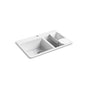 Kohler - Riverby 33'' top-mount double-bowl workstation kitchen sink - White