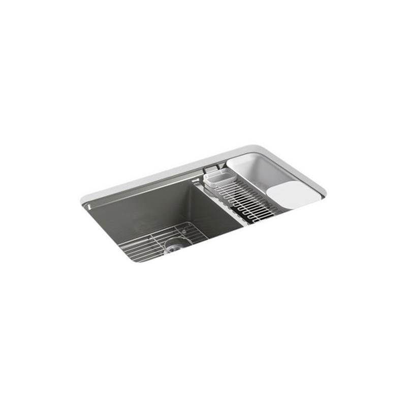 Kohler - Riverby 33'' undermount double-bowl workstation kitchen sink - Thunder Grey