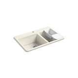 Kohler - Riverby 33'' top-mount double-bowl workstation kitchen sink - Biscuit