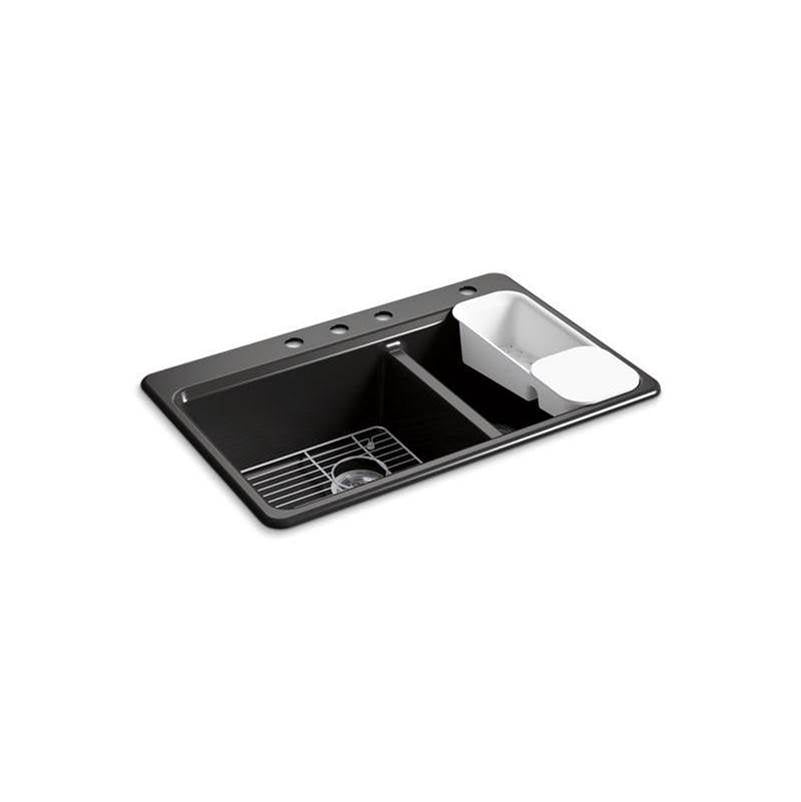 Kohler - Riverby 33'' top-mount double-bowl workstation kitchen sink - Black