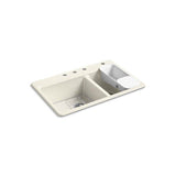 Kohler - Riverby 33'' top-mount double-bowl workstation kitchen sink - Biscuit
