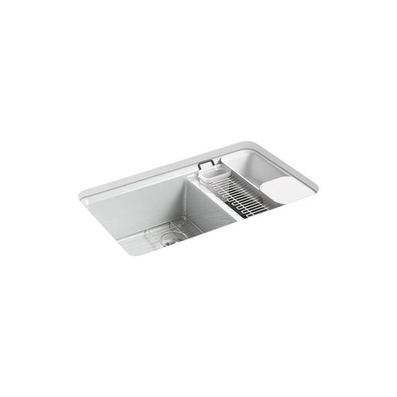 Kohler - Riverby 33'' undermount double-bowl workstation kitchen sink - Ice Grey