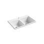 Kohler - Riverby 33'' top-mount double-bowl workstation kitchen sink - White