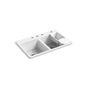 Kohler - Riverby 33'' top-mount double-bowl workstation kitchen sink - White