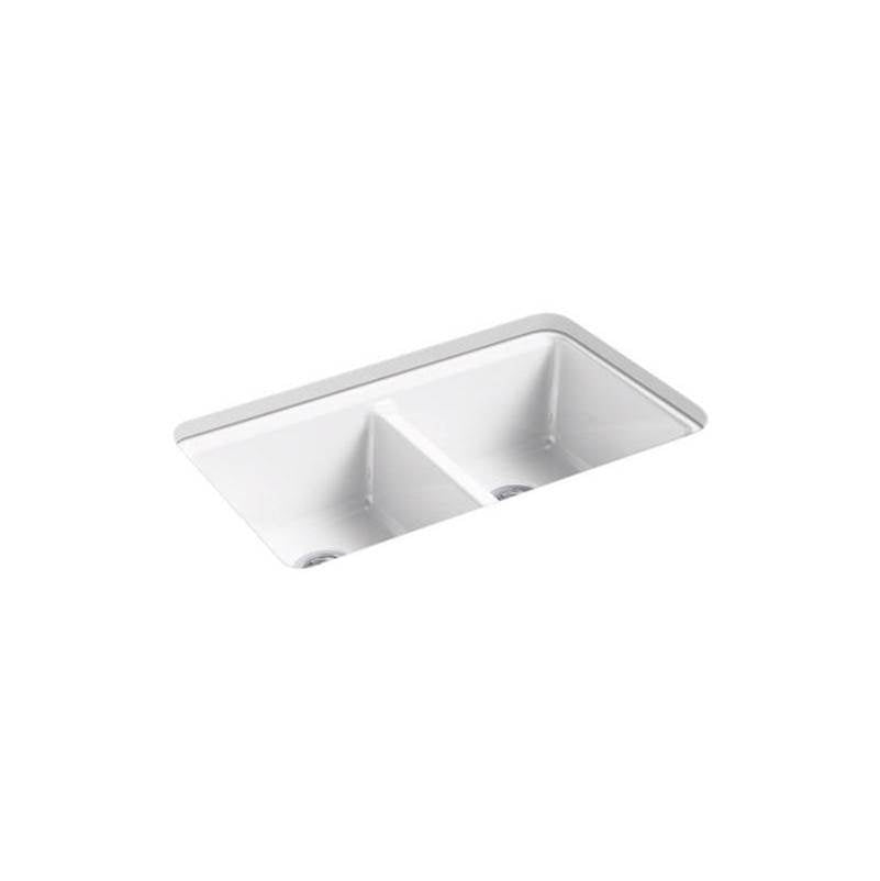 Kohler - Riverby 33'' undermount double-bowl workstation kitchen sink - White