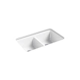 Kohler - Riverby 33'' undermount double-bowl workstation kitchen sink - White