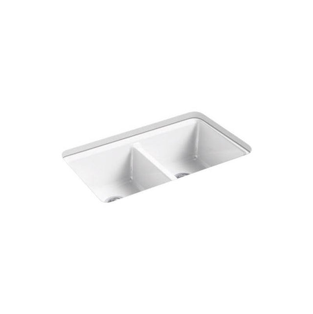 Kohler - Riverby 33'' undermount double-bowl workstation kitchen sink - White