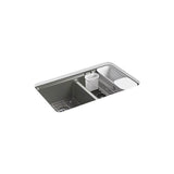 Kohler - Riverby 33'' undermount double-bowl workstation kitchen sink - Thunder Grey