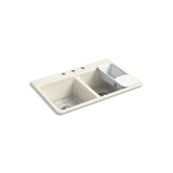 Kohler - Riverby 33'' top-mount double-bowl workstation kitchen sink - Biscuit
