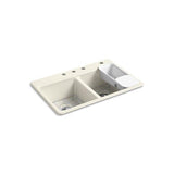 Kohler - Riverby 33'' top-mount double-bowl workstation kitchen sink - Biscuit