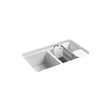 Kohler - Riverby 33'' undermount double-bowl workstation kitchen sink - Ice Grey